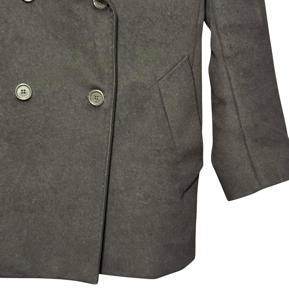 MAX MARA 100% Virgin Wool Made In Italy Double Breasted Black Pea Coat Size 2 - Picture 6 of 14
